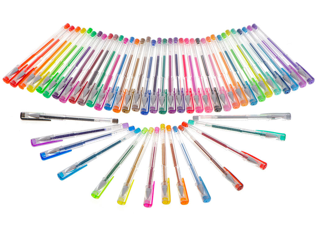 Set 50 de pixuri colorate, Zola®, cu gel, sclipici, metalice, pastelate si fluorescente Set 50 de pixuri colorate, Zola®, cu gel, sclipici, metalice, pastelate si fluorescente